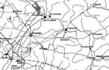 Схема ударов бомбардировочной авиации Люфтваффе по промышленным центрам Поволжья в июне 1943 г.