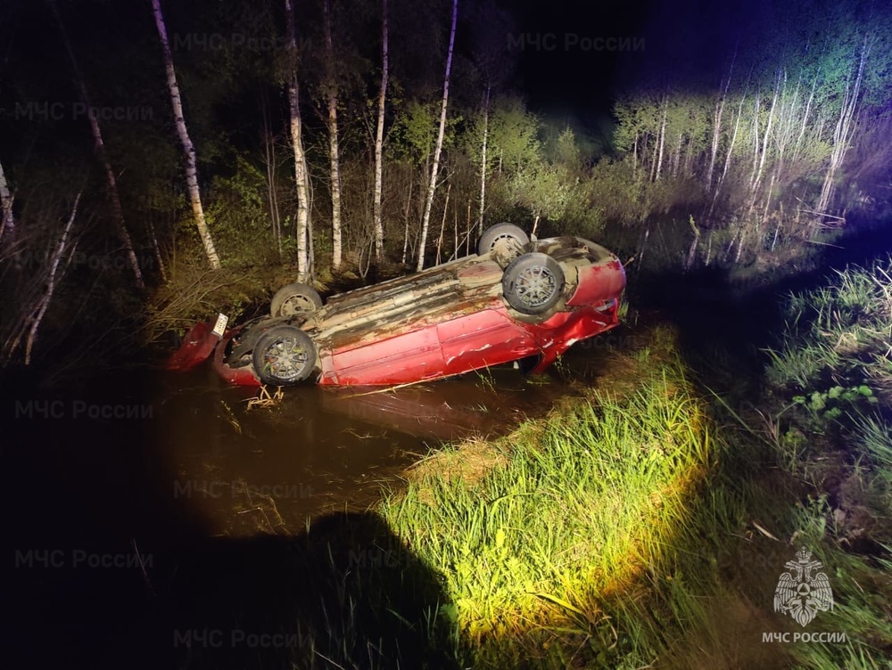 Под Рыбинском иномарка перевернулась и оказалась в воде