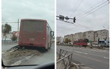 Автобус протаранил светофор на Московском проспекте в Ярославле