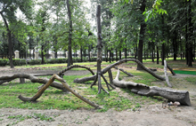 Детский парк на проспекте Ленина в Ярославле напоминает лунный пейзаж. С фото