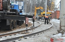В Ярославле завершаются работы по устройству временного разворотного кольца трамвая. Фоторепортаж