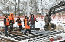 В Ярославле завершаются работы по устройству временного разворотного кольца трамвая. Фоторепортаж