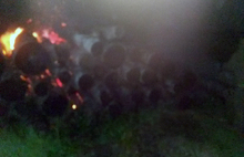 В Угличе Ярославской области сгорел штабель бревен