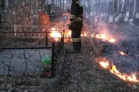 Под Ярославлем горело кладбище