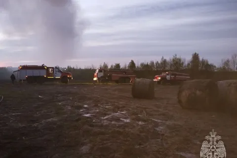 Под Ярославлем подожгли соломенную гору