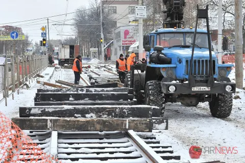 В Ярославле завершаются работы по устройству временного разворотного кольца трамвая. Фоторепортаж
