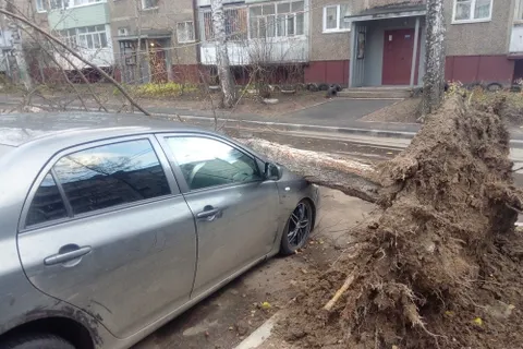 В Ярославле из-за ураганного ветра упала стена подъезда