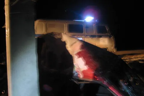 В Ярославской области «девятка» вылетела в кювет и врезалась в бетонную опору ЛЭП