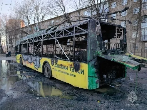 В Рыбинске сгорел троллейбус