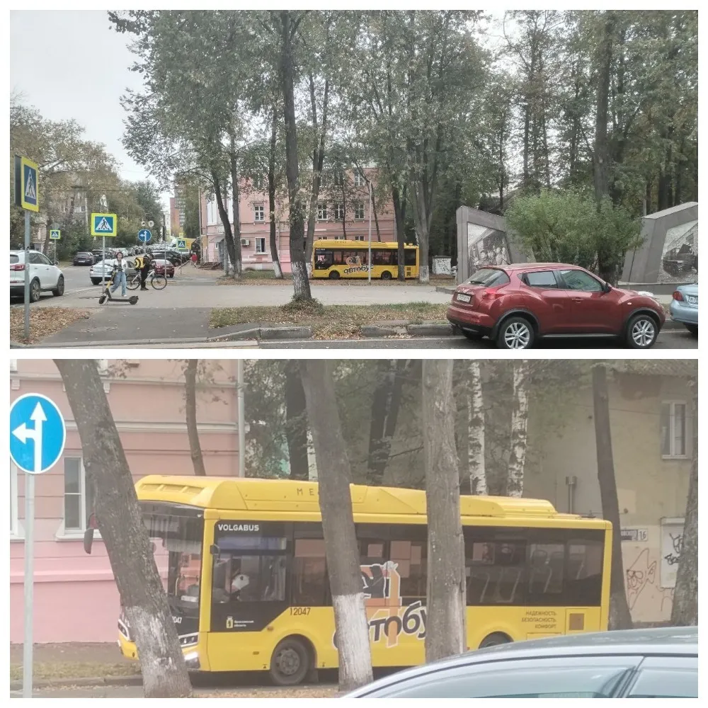 Обычный обед: в Ярославле рейсовый автобус запарковался на газоне