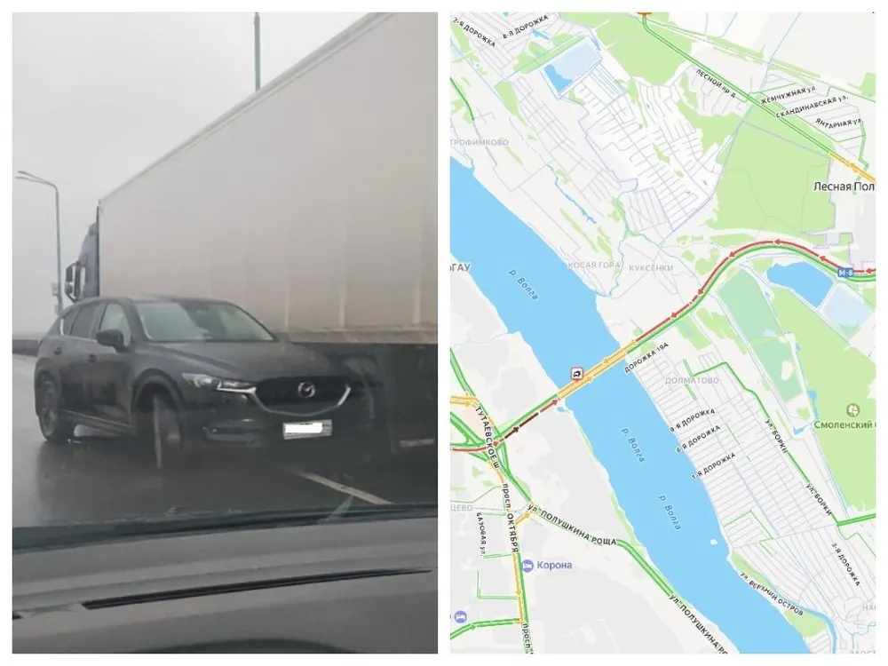 В Ярославле из-за ДТП возникли пробки на Юбилейном мосту