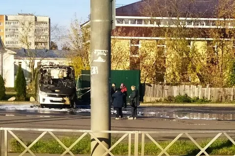 В Рыбинске сгорел автобус подмосковного перевозчика