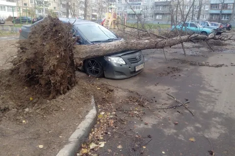 В Ярославле из-за ураганного ветра упала стена подъезда