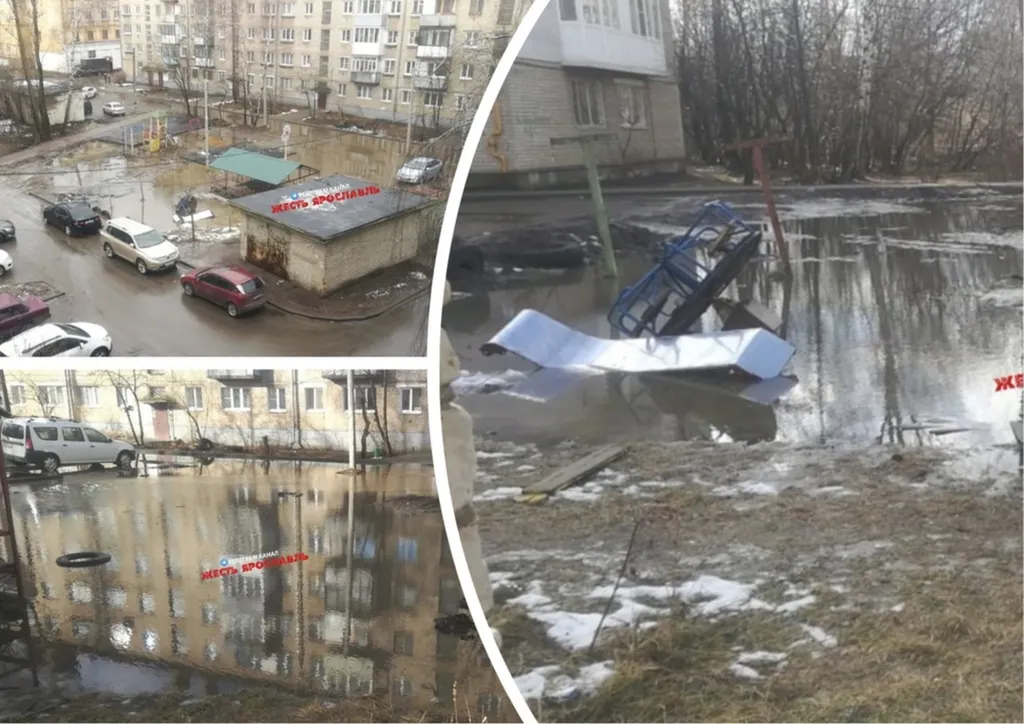 Благоустроенный двор в Ярославле превратился в болото