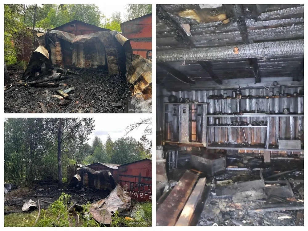 В Ярославской области горят блоки гаражей
