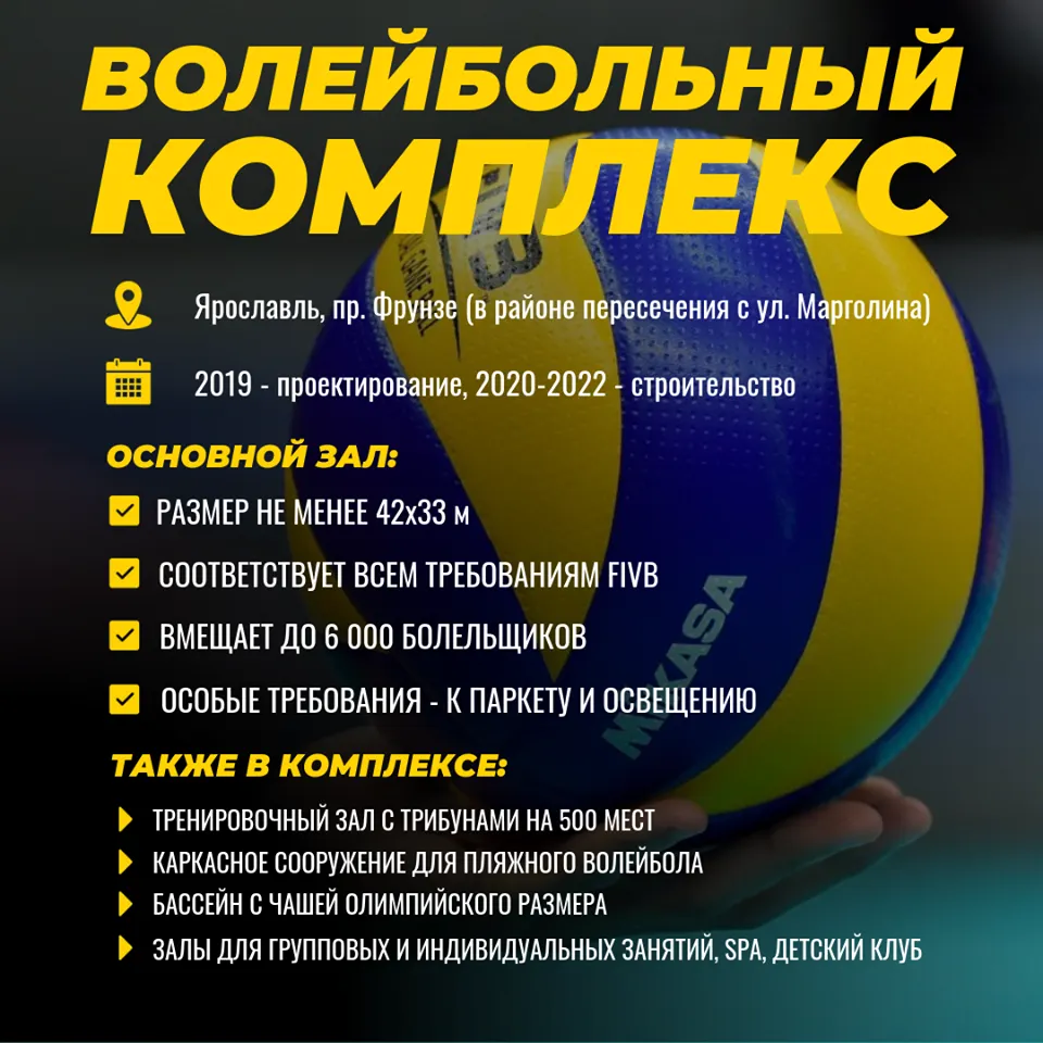 Губернатор: в Ярославле планируют построить новый волейбольный комплекс