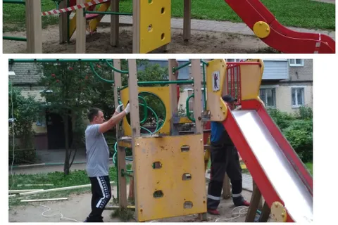В Ярославле жители сами отремонтировали детский городок
