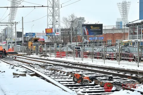 В Ярославле завершаются работы по устройству временного разворотного кольца трамвая. Фоторепортаж