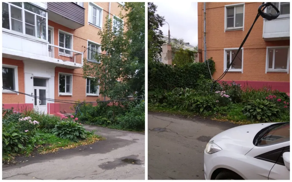 В центре Ярославля провода мешают проезду автомобилей
