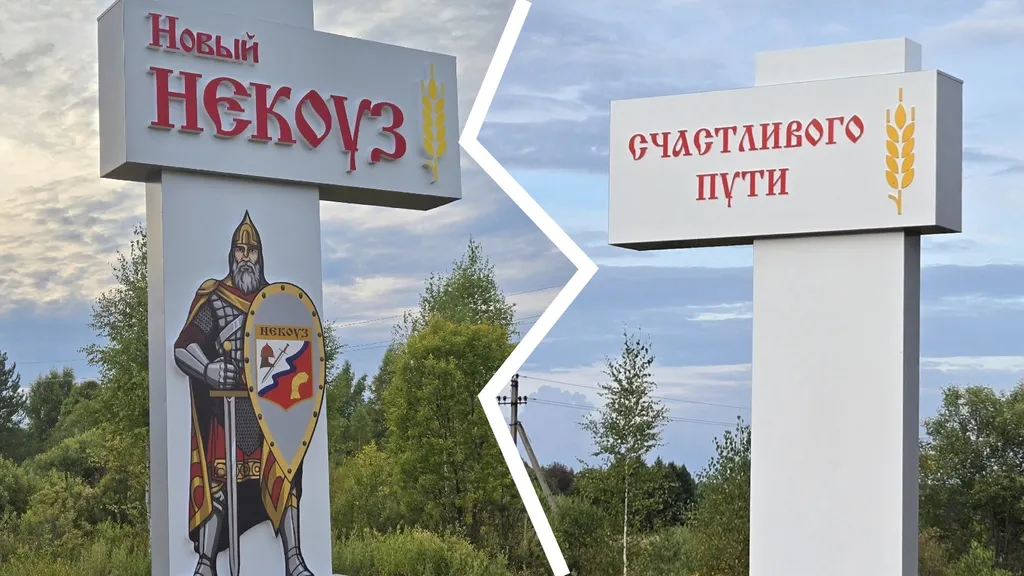 В ярославском райцентре установили светящуюся стелу с богатырём