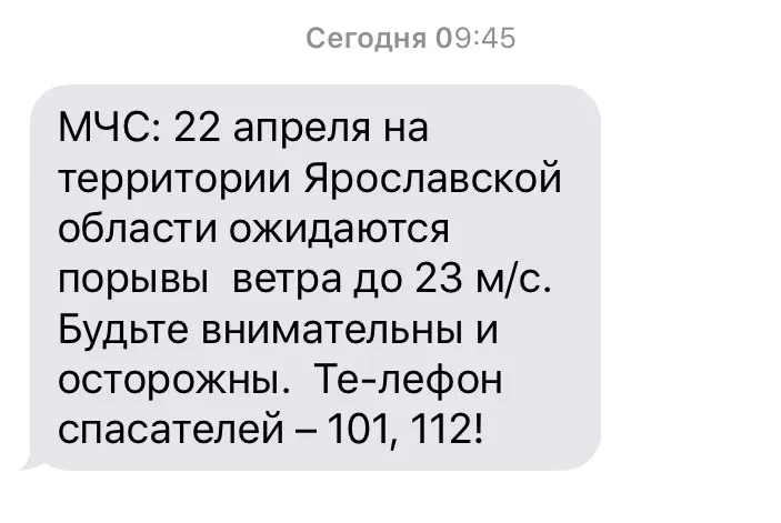 МЧС предупреждает ярославцев об усилении ветра