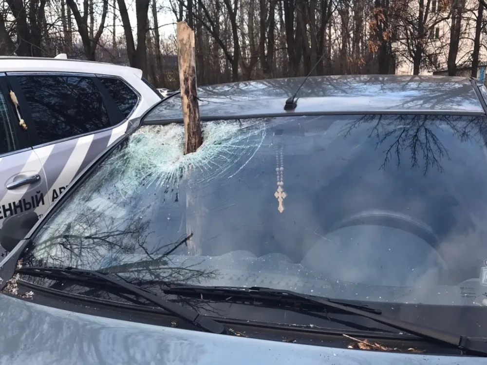 В Ярославле упавшая из-за урагана ветка насквозь пронзила автомобиль