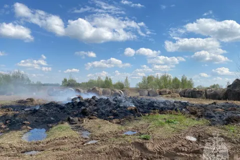 Под Ярославлем подожгли соломенную гору