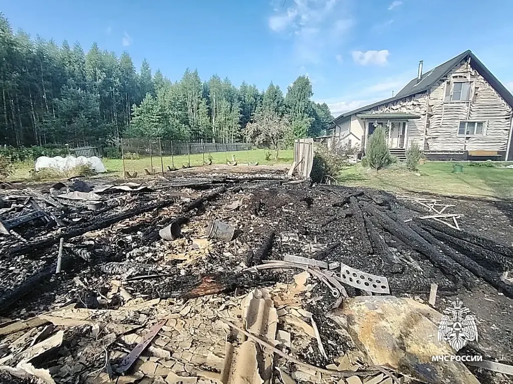 Дом и мастерская сгорели в Ярославской области из-за плохой проводки