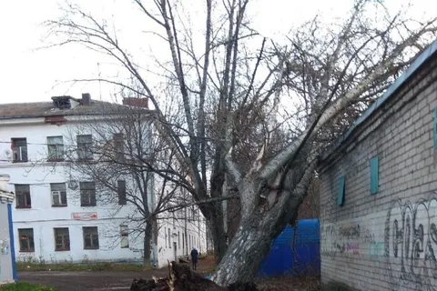 В Ярославле из-за ураганного ветра упала стена подъезда