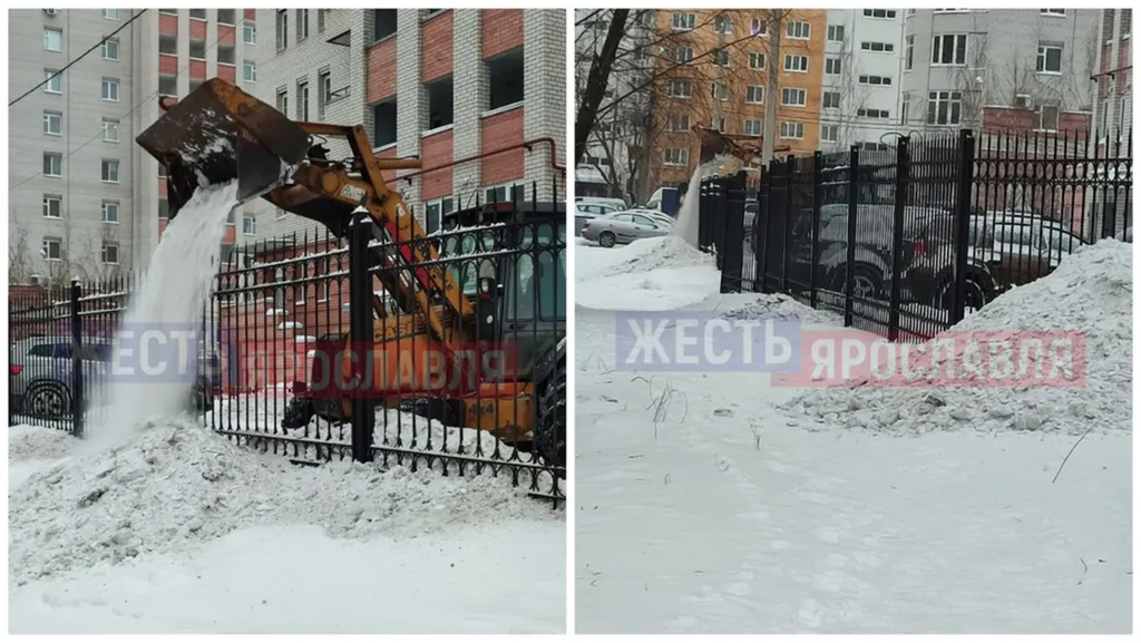 Ярославцы недовольны сбросом снега к детскому саду