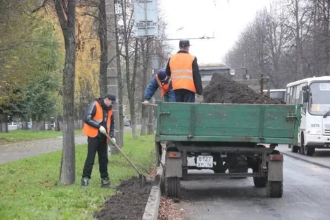 В выходные в Ярославле благоустраивали газоны на проспекте Ленина
