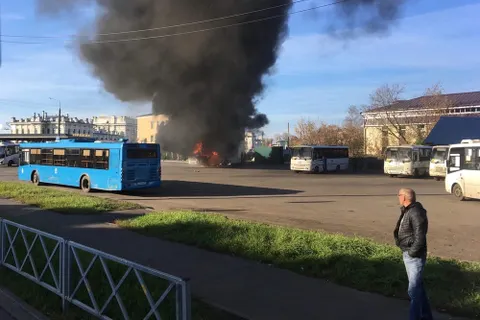 В Рыбинске сгорел автобус подмосковного перевозчика