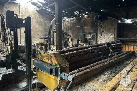 В МЧС назвали причину пожара на лесопилке под Ярославлем