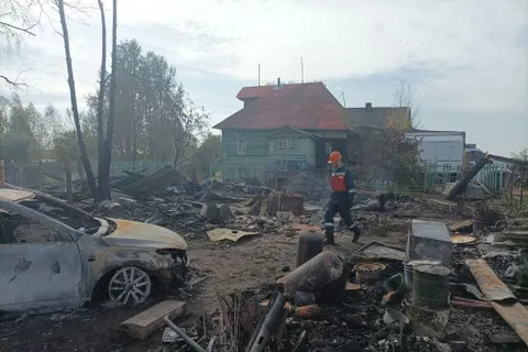 В ярославской деревне сгорело три дачных дома и автомобиль