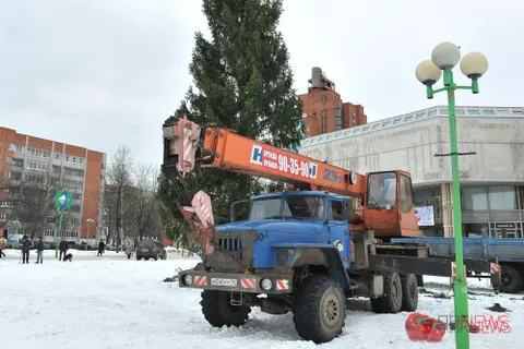 В Ярославле установили главную ель. Фоторепортаж