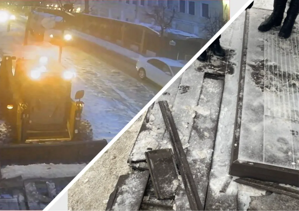 В центре Ярославля крыльцо здания «убрали» вместе со снегом