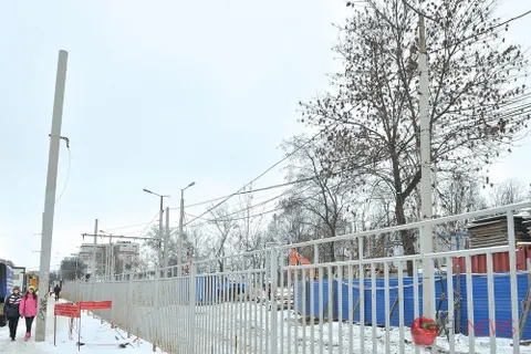 В Ярославле завершаются работы по устройству временного разворотного кольца трамвая. Фоторепортаж
