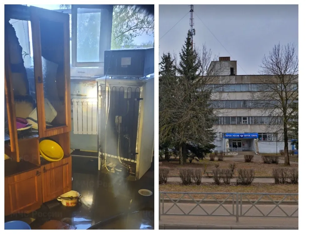 В Рыбинске горело здание с почтой внутри