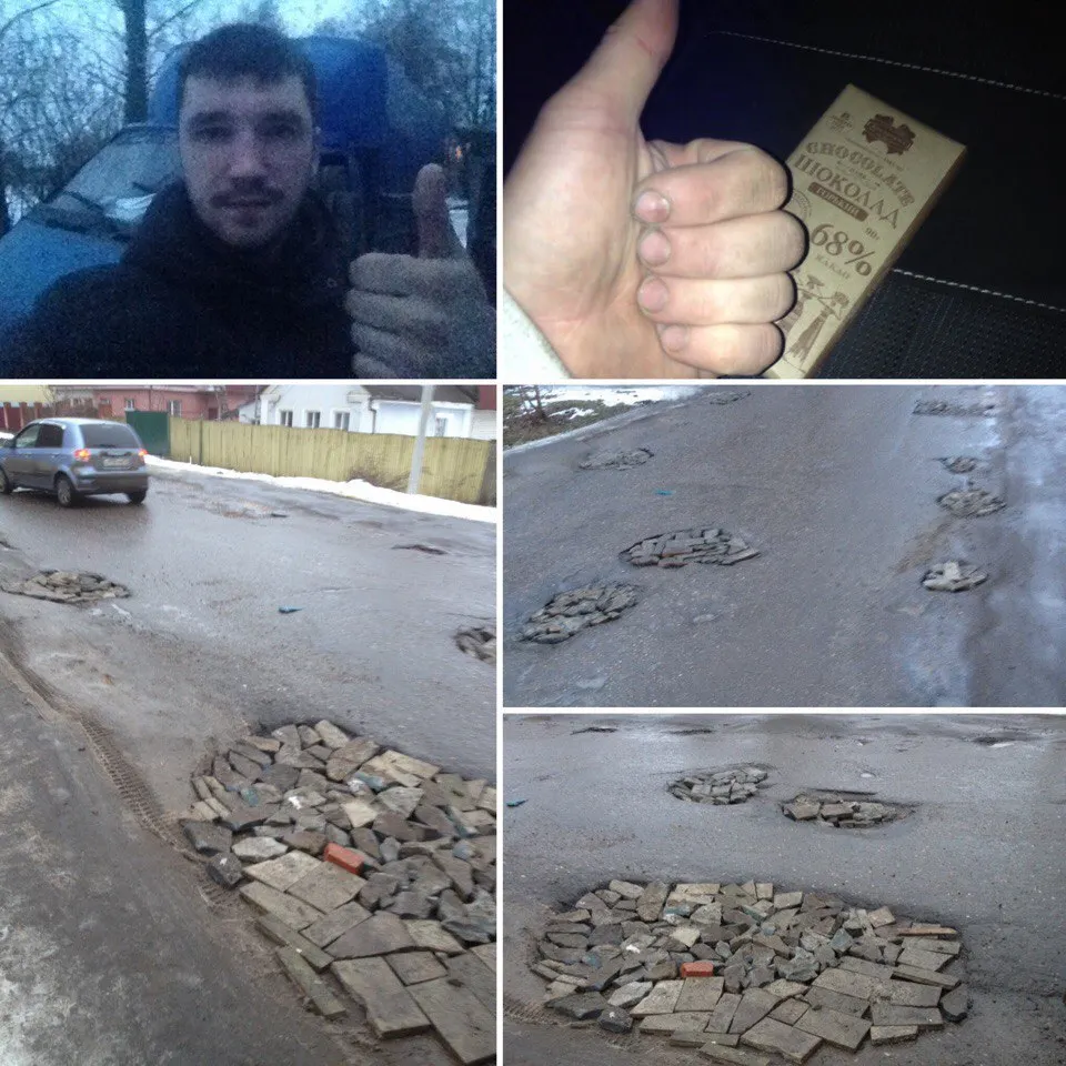 В Ярославле отчаявшийся водитель сам отремонтировал яму на дороге