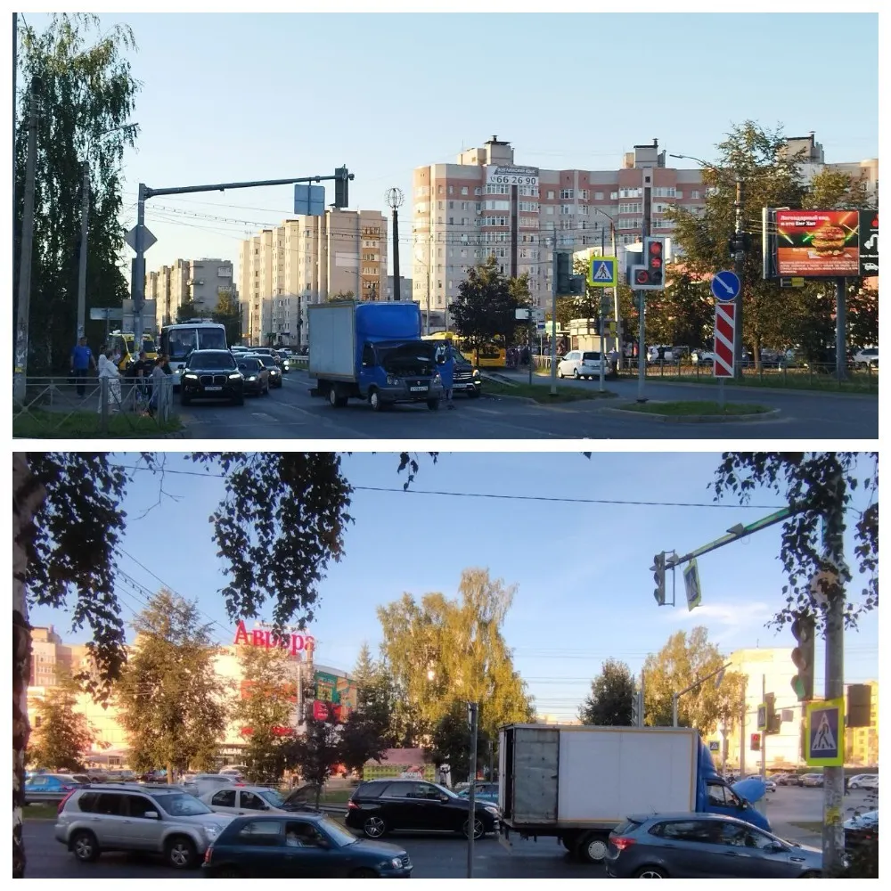 Район Ярославля стоял в пробке из-за столкновения «ГАЗели» и легковушки