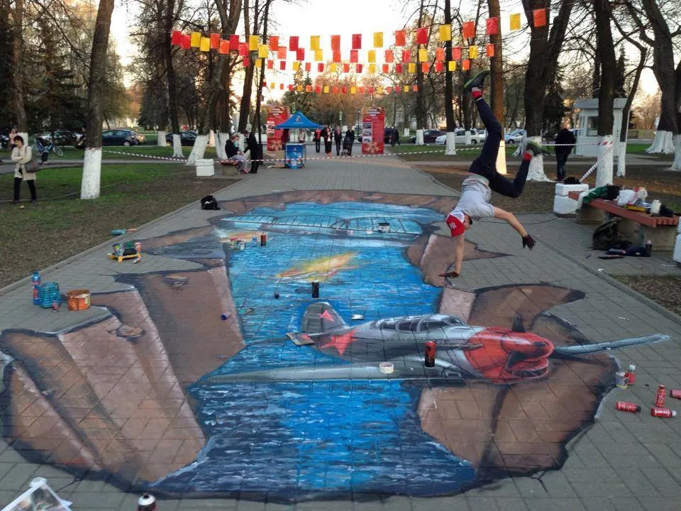 В Демидовском сквере Ярославля появилось 3D-изображение боя над Волгой