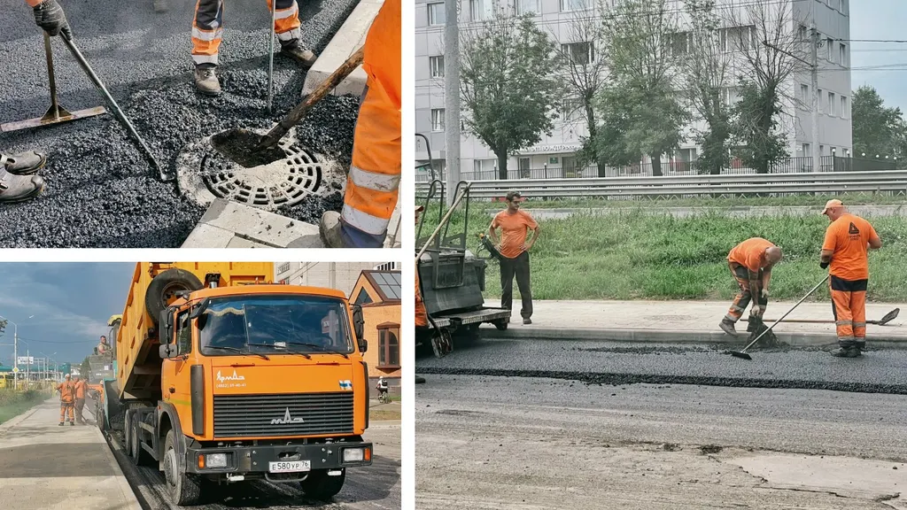 В Ярославле начали укладку асфальта на дублёрах Московского