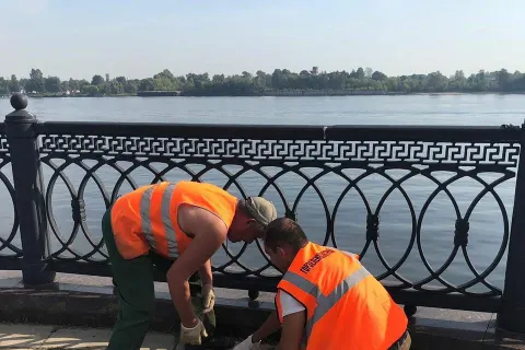 В Ярославле восстанавливают плитку на нижнем ярусе Волжской набережной  