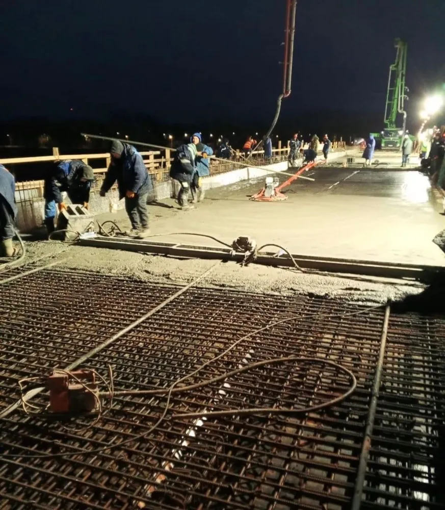 Бетонирование пролетов рыбинского моста прошло успешно