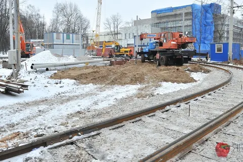 В Ярославле завершаются работы по устройству временного разворотного кольца трамвая. Фоторепортаж