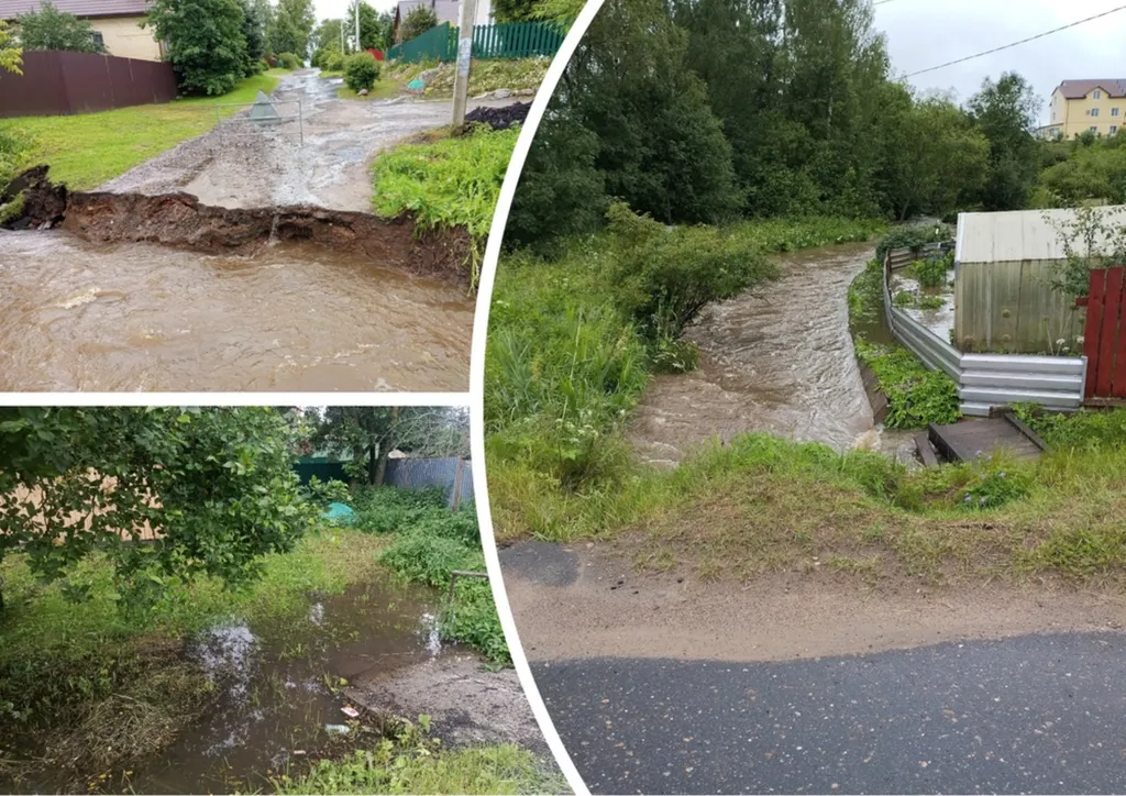 В Мышкине после дождей смыло мост