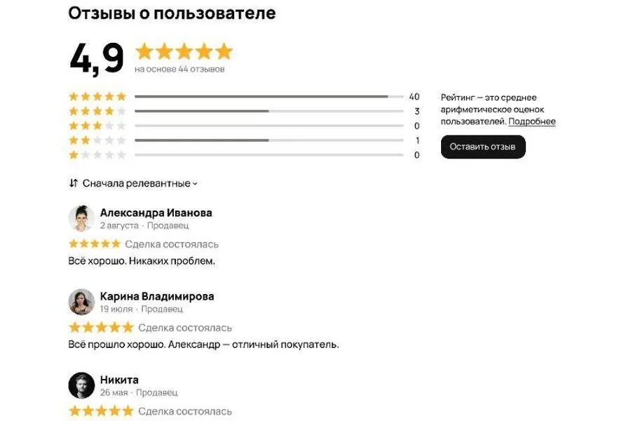 На Авито вводят новый объединенный рейтинг
