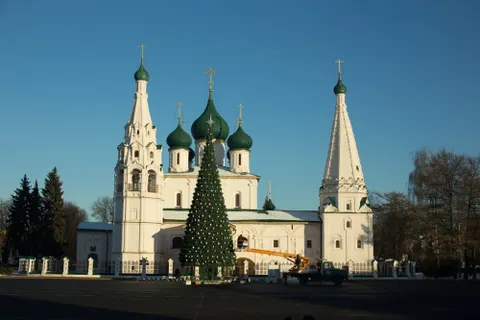 В центре Ярославля установили главную новогоднюю елку