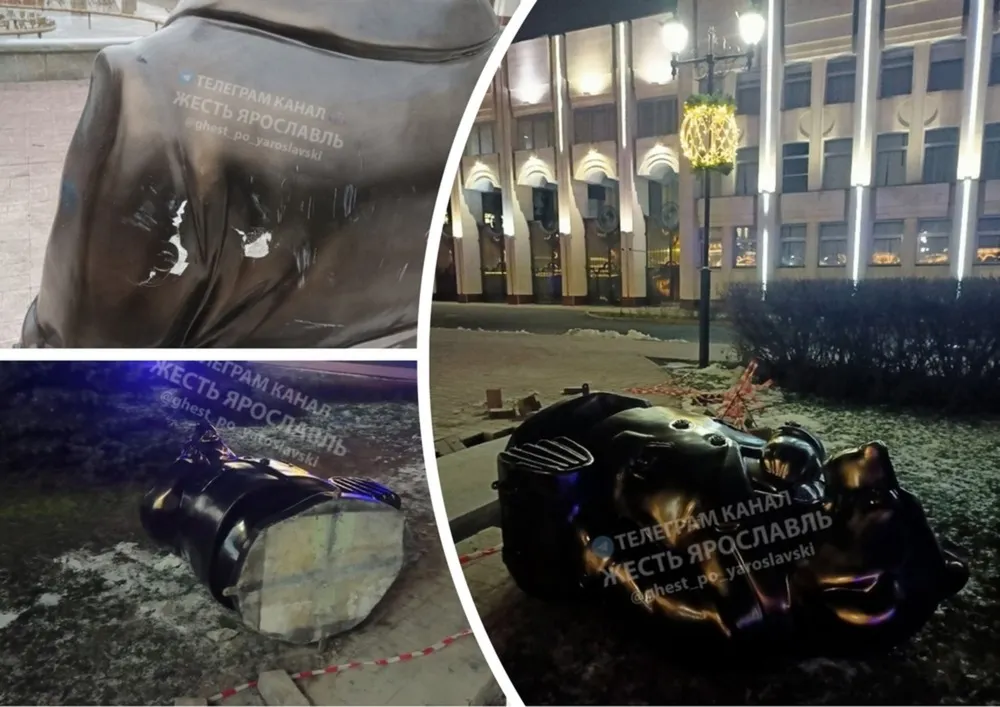 В Ярославле полиция нашла вандалов, повредивших медведя-чиновника