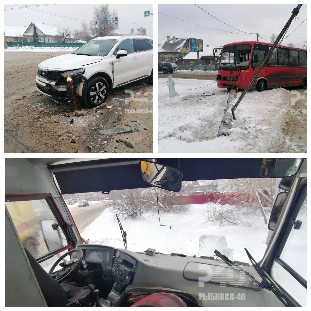 В Рыбинске кондуктор вылетела через лобовое стекло автобуса